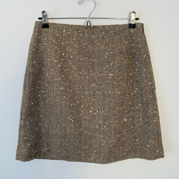 NWT Loft Size 2 Tweed Wool Blend A Line Sequin Herringbone Mini Skirt - Picture 2 of 9